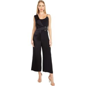 Cushnie Women's Sleeveless Cropped Wide Leg Jumpsuit with Drape Black Sz 6 $1695